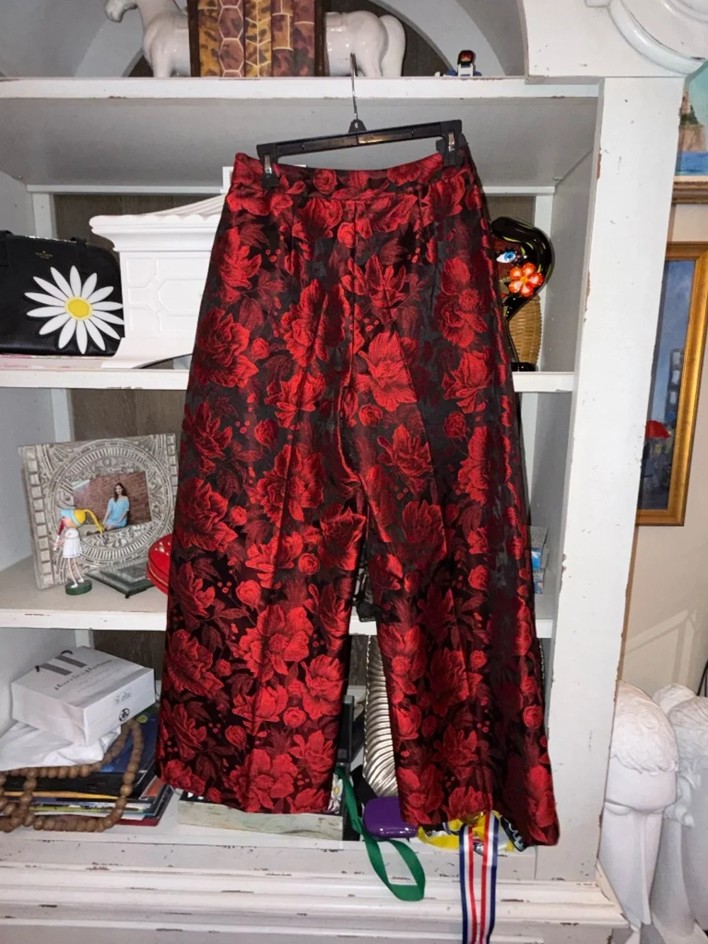 Preston & York sz 6 brooks pants brocade red black wide leg nwt - Picture 4 of 4